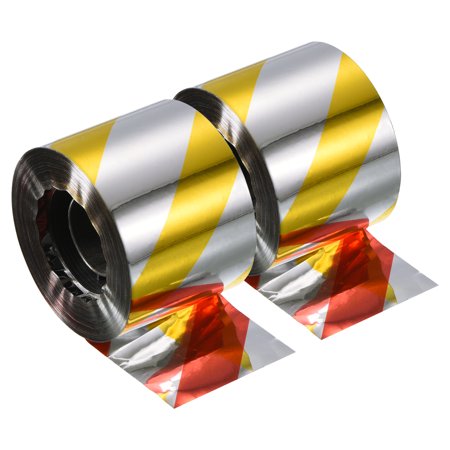 Uxcell 328ftx1.9" Repellent Keep Away Bird Reflective Scare Tape, Yellow Silver 2Pack