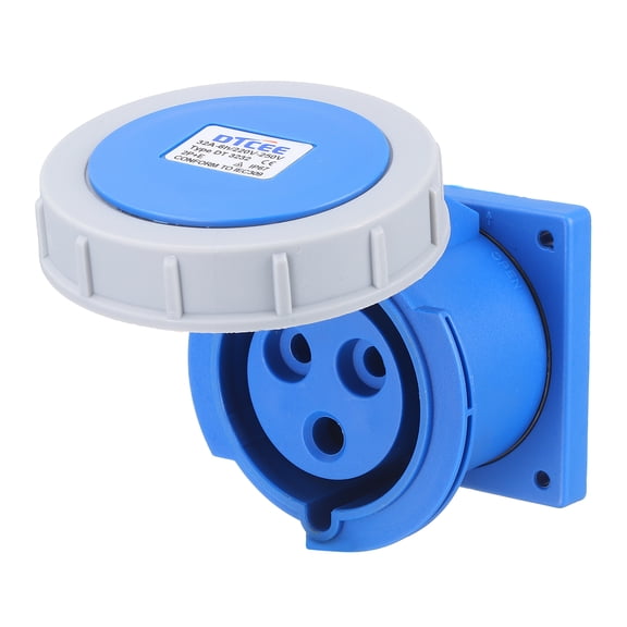 Uxcell 32A 3 Pin CEE Industrial Socket Connector, 220-250V 2P+E IP67 Waterproof Female Connectors Flush-mounted Sockets for Aviation and Industry