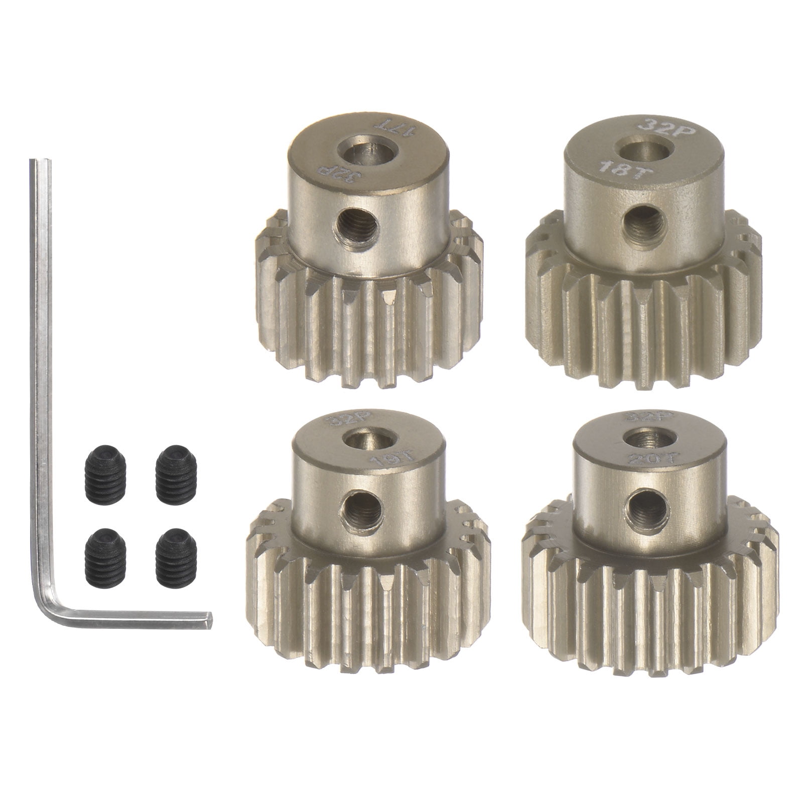 Uxcell 32P Pinion Motor Gear Set 17T 18T 19T 20T 1/8 inch RC Motor