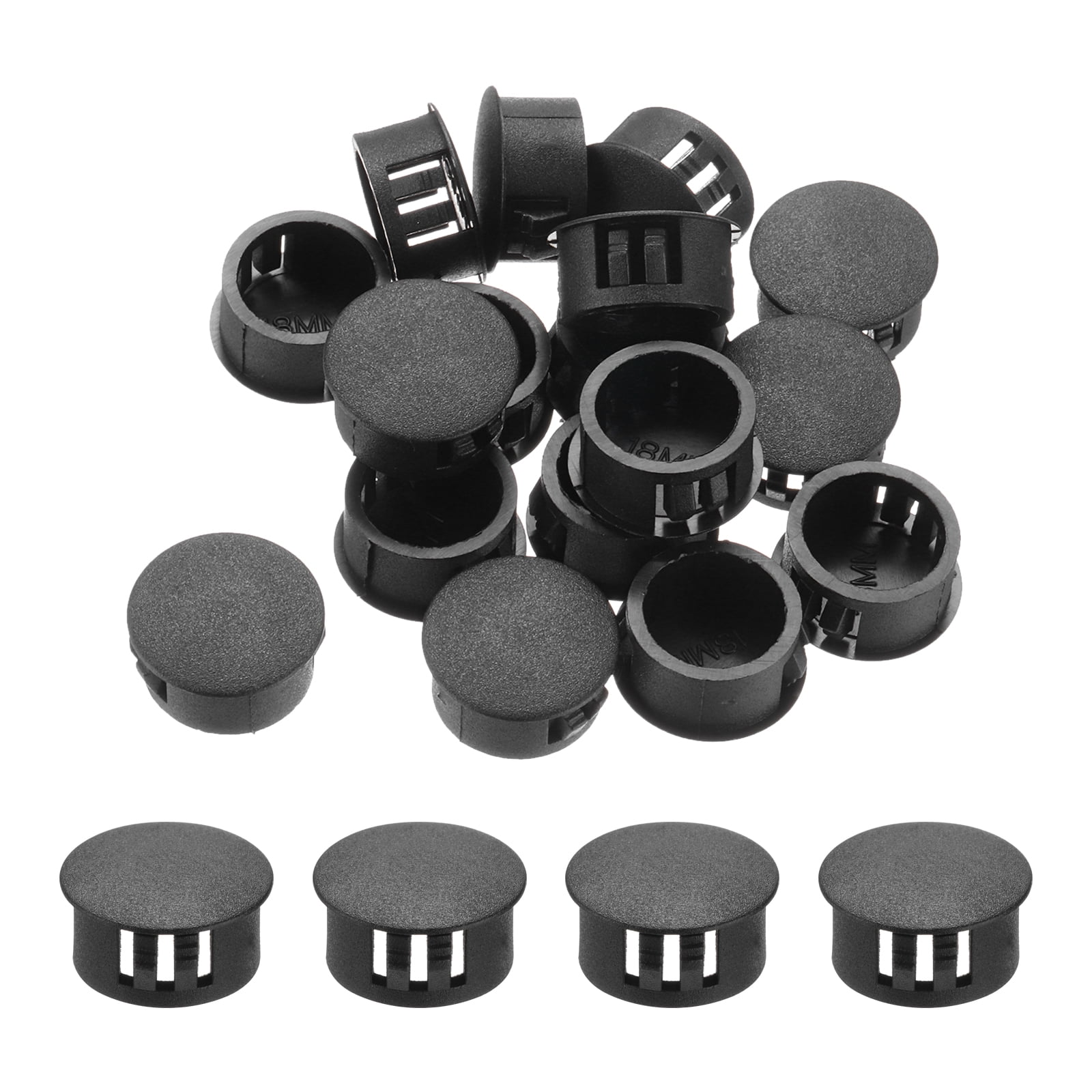 Uxcell 32Pcs 18mm(2/3') Black Round Hole Plugs Nylon Plastic Flush Type ...