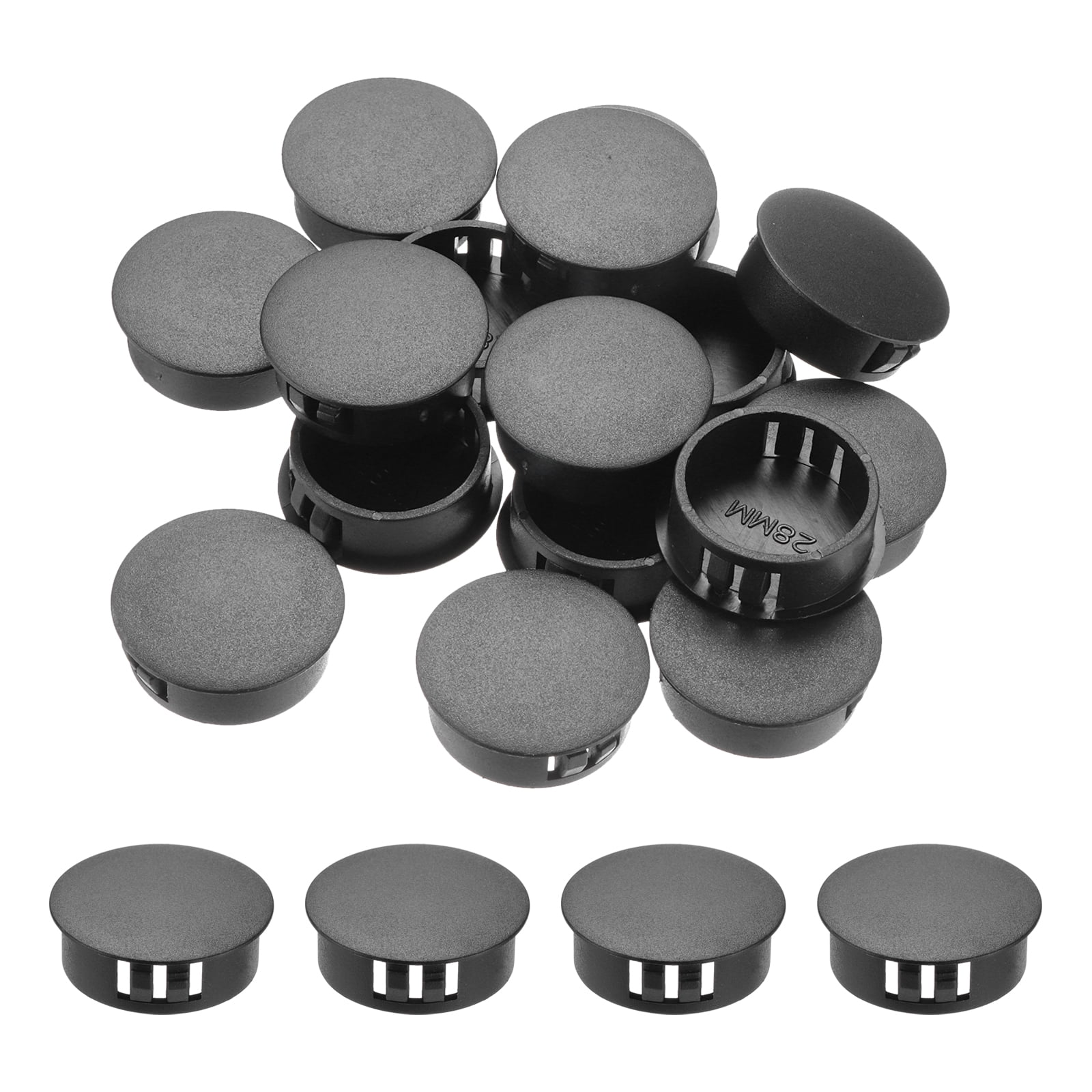 Uxcell 32Pcs 25mm(1') Black Round Hole Plugs Nylon Plastic Flush Type ...