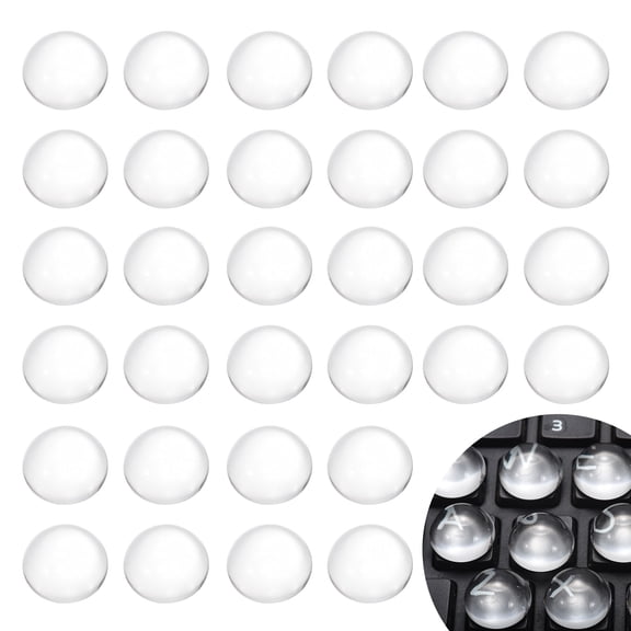Uxcell 32Pcs Glass Nail Art Typing Stickers - Protective Adhesive Clear Glass Long Nail Keyboard Cover 3D Raised Keyboard Cover Skin, Clear