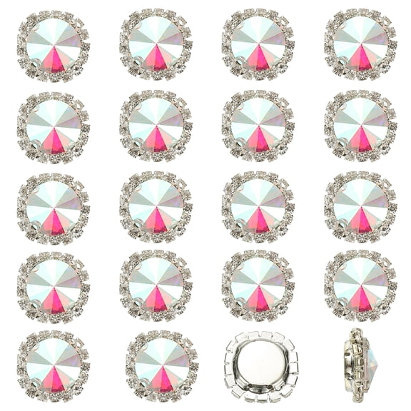 Uxcell 32Pcs Rhinestone Buttons, Flatback Sew on Rhinestones for Crafts, Ab Color