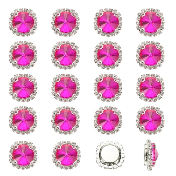 Uxcell 32Pcs Rhinestone Buttons, Flatback Sew on Rhinestones for Crafts, Rose Red
