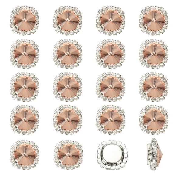 Uxcell 32Pcs Rhinestone Buttons, Flatback Sew on Rhinestones for Crafts, Water Red