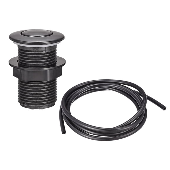 Uxcell 32mm Dia Black Garbage Disposal Air Switch Button Plastic for Sink Top Waste Disposer with Air Hose