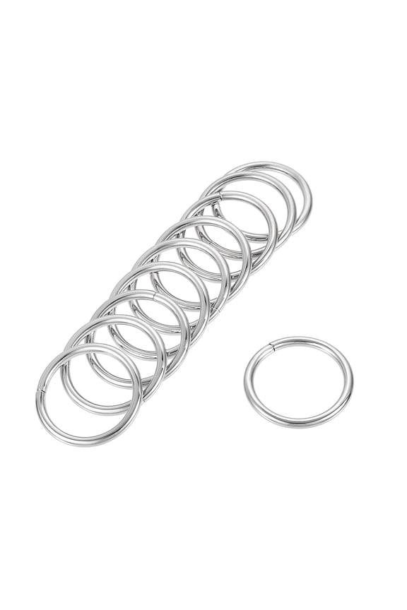 32mm ID 3.8mm Thickness Metal O Ring Iron Silver Tone 10 Pack