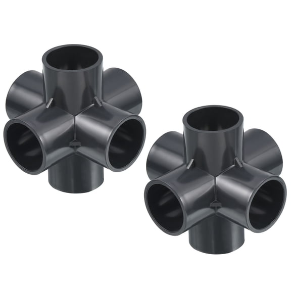 Uxcell 1.26" ID Elbow Fitting 2 Pack 6 Way Pipe Fittings Connector Furniture Pipe Joint Corner Fitting for Garden Irrigation Storage Frame