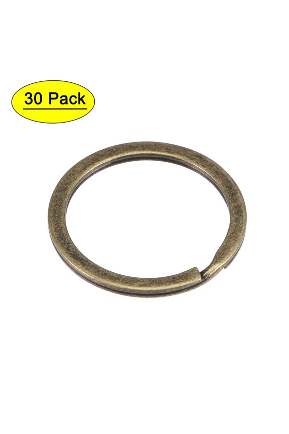 32mm Open Flat Split Keyring Connector Electroplated Iron 30 Count