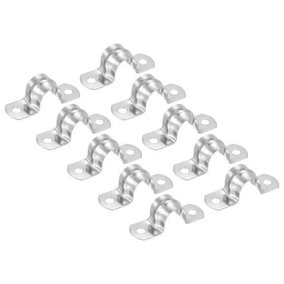 Uxcell 32mm Rigid Pipe Strap Clamp, 20 Pcs 304 Stainless Steel Two Hole U-shape Tube Clip