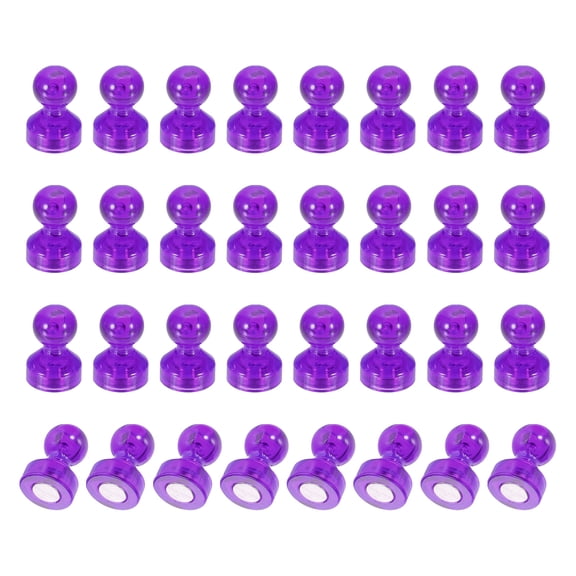 Uxcell 32pcs Magnets Push Pins, 0.7x0.5" Strong Fridge Magnets Magnetic Whiteboard Decorative Thumbtacks for Refrigerator Locker Calendar Office, Purple