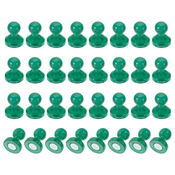 Uxcell 32pcs Magnets Push Pins, 0.8x0.6" Strong Fridge Magnets Magnetic Whiteboard Decorative Thumbtacks for Refrigerator Locker Calendar Office, Green