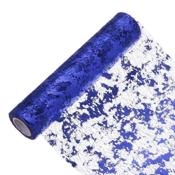 Uxcell 33 Feet Table Runner, Sequin Gold Foil Thin Mesh Metallic Table Runner Roll Table Decorations for Event Party, Birthday Party, Weddings, Christmas, New Year, Sapphire Blue