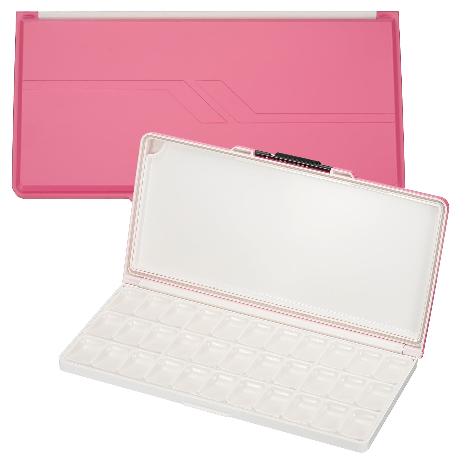 Uxcell 33 Wells Paint Storage Box, Airtight Folding Painting Palette, Pink