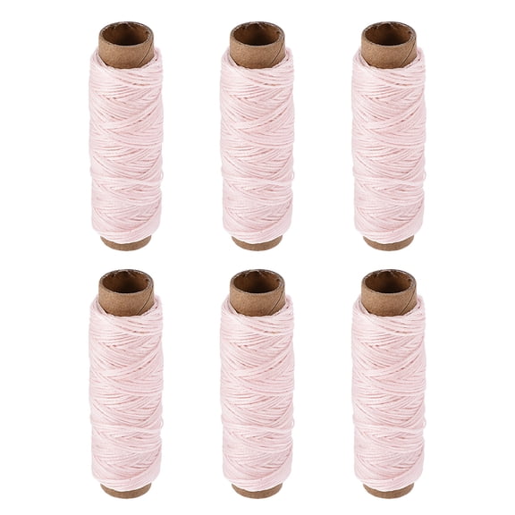 Uxcell 33 Yards 150D/1mm Leather Sewing Waxed Threads Pale Pink 6 Pack
