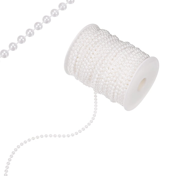 Uxcell 33 Yards Pearl Beaded Chain Trim 5mm White Pearl Beads Beaded Garland for DIY Crafts/Bouquet/Wedding