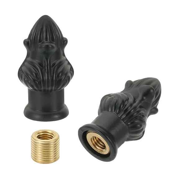 Uxcell 33 x 16mm Lamp Finials Caps Knob, Solid Lamp Shade Top Decoration Screw Cap Nuts, Black 2 Set