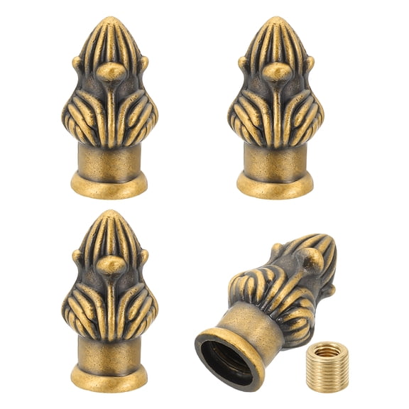 Uxcell 33 x 16mm Lamp Finials Caps Knob, Solid Lamp Shade Top Decoration Screw Cap Nuts, Gold Bronze 4 Set