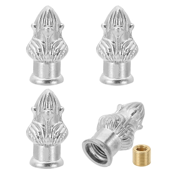 Uxcell 33 x 16mm Lamp Finials Caps Knob, Solid Lamp Shade Top Decoration Screw Cap Nuts, Silver Tone 4 Set