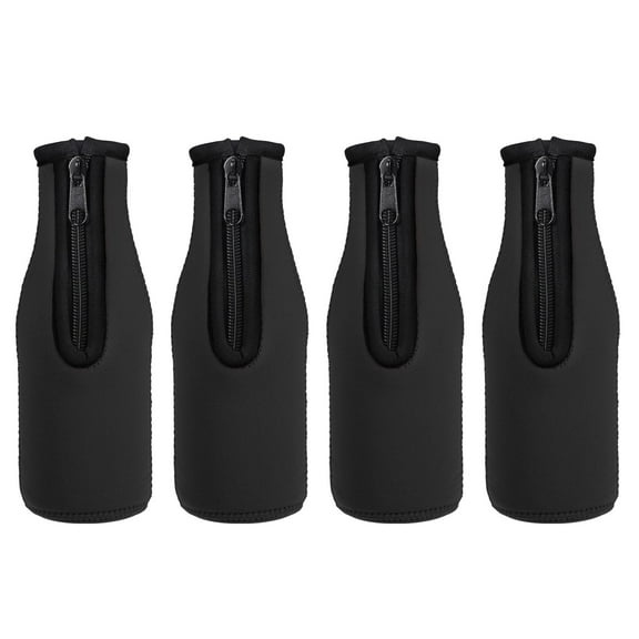 Uxcell 330ml to 350ml Neoprene Cooler Insulator Covers Beer Bottle Sleeves Black 4 Pack