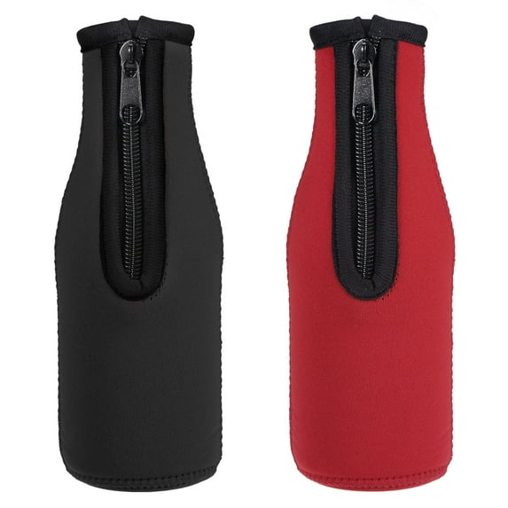 Uxcell 330ml to 350ml Neoprene Cooler Insulator Covers Beer Bottle Sleeves Black Red