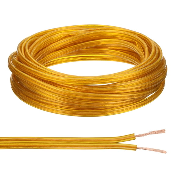 Uxcell 33Ft 18/2 Covered Wire, 300V SPT-2 Lamp Cord Insulated Heat Resistant Electronical Flexible Cable, Golden