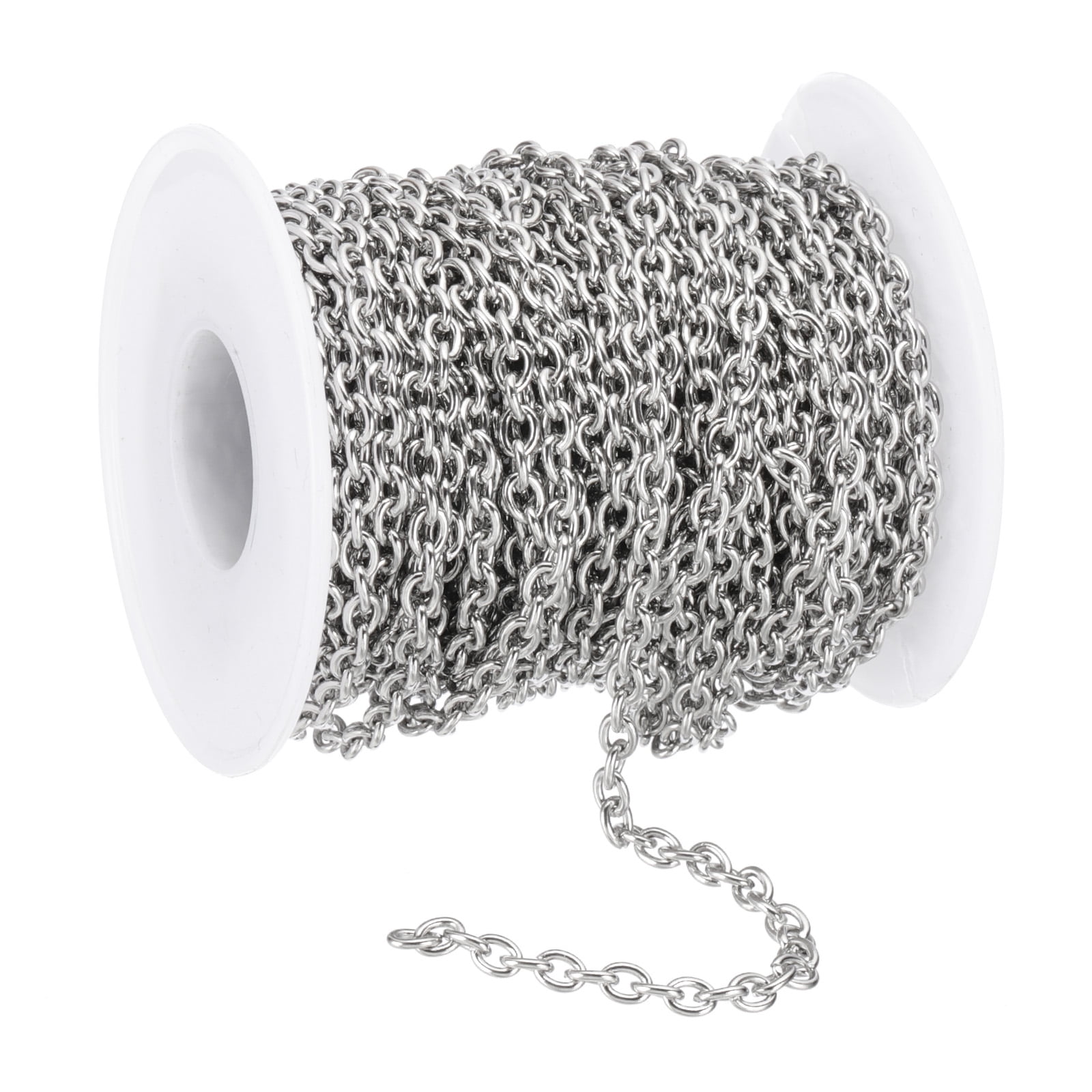 Mer Link Chain Uxcell 33Ft 304 Stainless Steel Cable Link Chains, 4mm Width Flat Metal ...