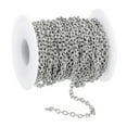 thumbnail image 1 of Uxcell 33Ft 304 Stainless Steel Cable Link Chains, 4mm Width Flat Metal Links Chains Jewelry Roll Spool Bulk Chain for Jewelry Making DIY Craft, Silver Tone, 1 of 6