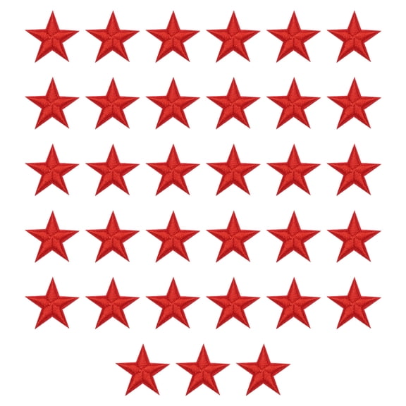 Uxcell 33Pcs Star Patches Iron on Patches Sew Embroidered Red 1.1 inch