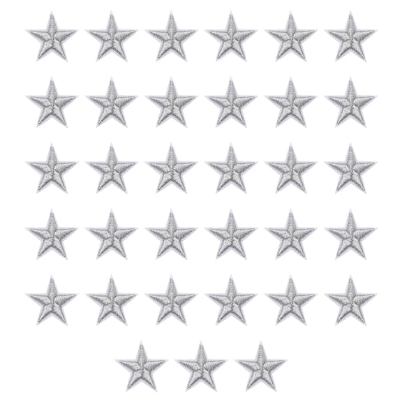Uxcell 33Pcs Star Patches Iron on Patches Sew Embroidered Silver 1.1 inch
