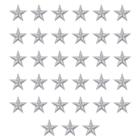 Uxcell 33Pcs Star Patches Iron on Patches Sew Embroidered Silver 1.1 inch
