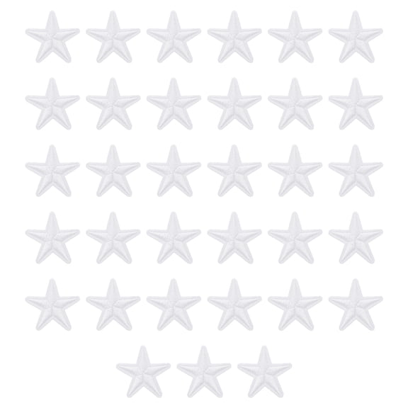 Uxcell 33Pcs Star Patches Iron on Patches Sew Embroidered White 1.5 inch
