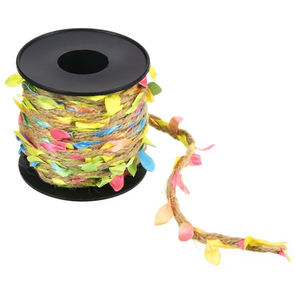 Uxcell 33ft 5mm Burlap Leaf Ribbon Artificial Vine Natural Jute Rope Twine, Multicolor