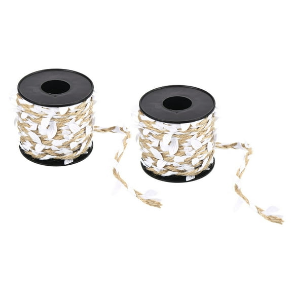 Uxcell 33ft 5mm Burlap Leaf Ribbon Artificial Vine Natural Jute Rope Twine, White 2 Roll