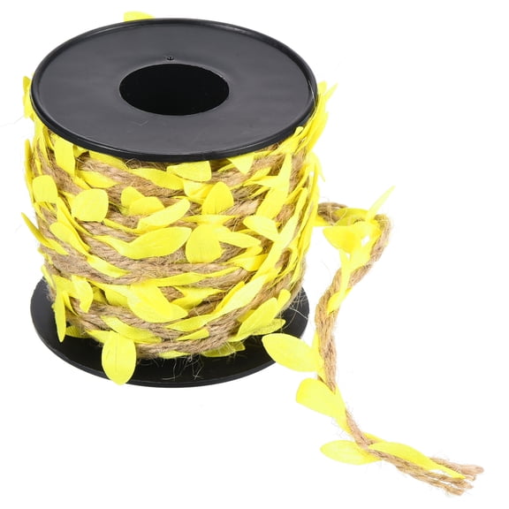 Uxcell 33ft 5mm Burlap Leaf Ribbon Artificial Vine Natural Jute Rope Twine, Yellow