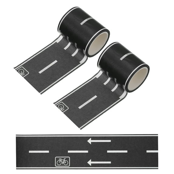 Uxcell 33ft Tape Car Track Tape Traffic Washi Tape Highway Train for DIY Craft Style 1, Black