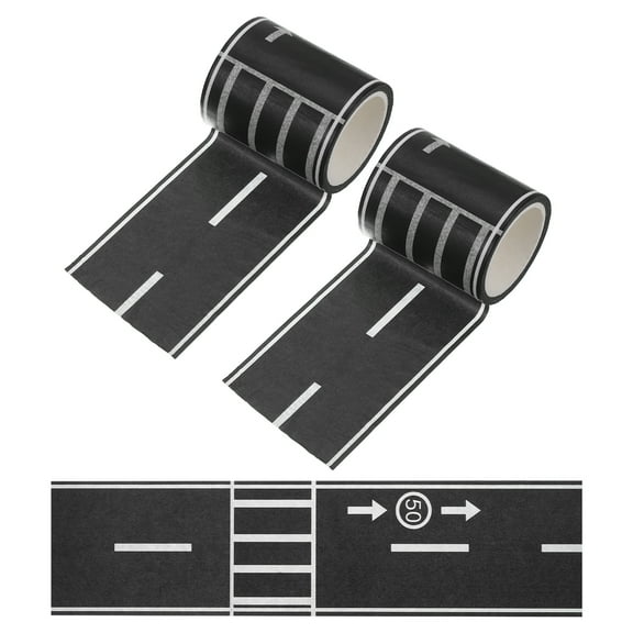 Uxcell 33ft Tape Car Track Tape Traffic Washi Tape Highway Train for DIY Craft Style 3, Black