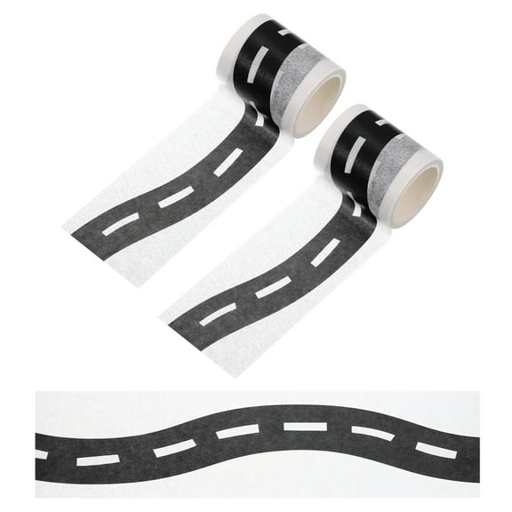 Uxcell 33ft Tape Car Track Tape Traffic Washi Tape Highway Train for DIY Craft Style 5, Black