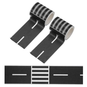 Uxcell 33ft Tape Car Track Tape Traffic Washi Tape Highway Train for DIY Craft Style 6, Black