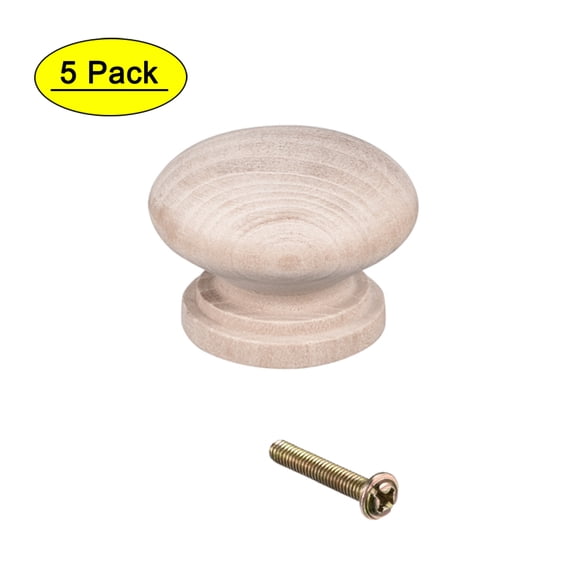 Uxcell 33mm Dia Round Pull Knob Handle Wood Polishing 5 Pack
