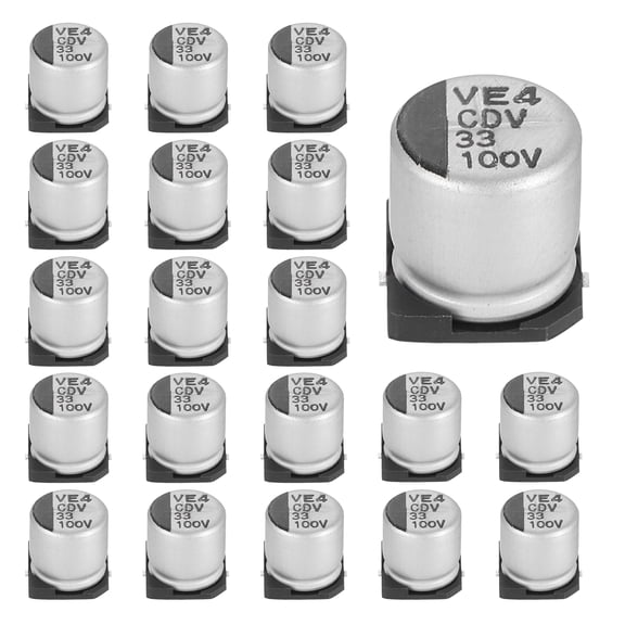 Uxcell 33uF 100V Aluminum Electrolytic Capacitors, Low Impedance Surface Mount Device Electrolytic Capacitor for TV Computer Circuit Board DIY Electronic Projects, 10x10.5mm, 20pcs