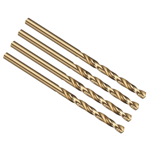 Uxcell #34 Drill Bit, M42 8% Cobalt High-Speed Steel Jobber Straight Shank 135 Gold Finish for Hard Metal High-temperature Titanium Alloy - 4 Pack