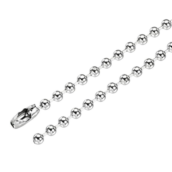 Uxcell 34" Long 0.18" Diameter Beaded Link Pull Chain Extension 304 Stainless Steel Silver Tone 2pcs