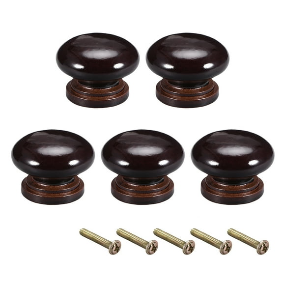 Uxcell 34mm Dia Furniture Round Pull Knobs Furniture Bedroom Dark Brown 5 Pack