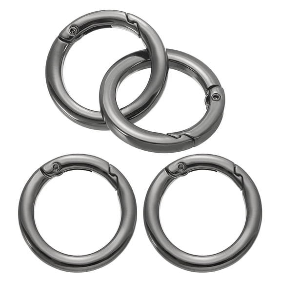 Uxcell 34mm OD Flat Trigger Spring O Rings Round Clasp Clip Snap Spring Keyrings Black 4 Pack