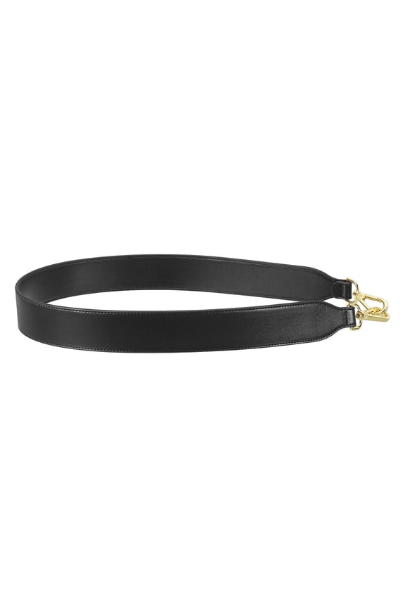 35 Inch Leather Purse Strap, 1.5 Inch Wide Crossbody Strap Replacement with Gold Buckles for Women DIY Handbags Shoulder Bags Purse, Smooth Black