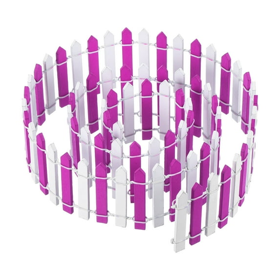 Uxcell 35" L x 2" H Wood Miniature Mini Fairy Garden Picket Fence, Fuchsia White