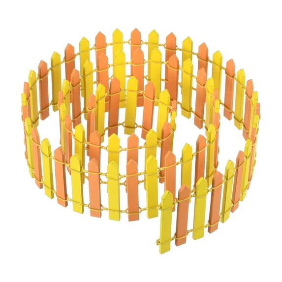 Uxcell 35" L x 2" H Wood Miniature Mini Fairy Garden Picket Fence, Yellow Orange
