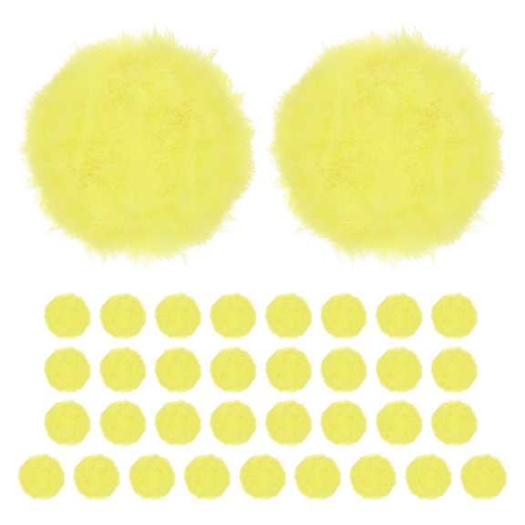 Uxcell 35-Pack Faux Fur Pom Poms, 1.2 Inch/ 3 cm Soft Fluffy PomPoms Balls Faux Rabbit Fur with Elastic Loop for DIY[Yellow]
