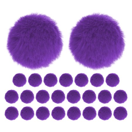 Uxcell 25-Pack Faux Fur Pom Poms, 1.6 Inch/ 4 cm Soft Fluffy PomPoms Balls Faux Rabbit Fur with Elastic Loop for DIY[Deep Purple]